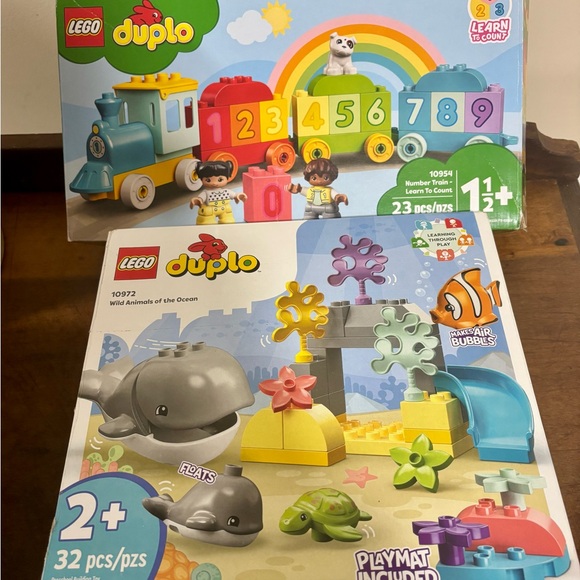 Lego Other - Lot of 2 LEGO Duplo Sets Wild Animals of the Ocean Life and Number Train